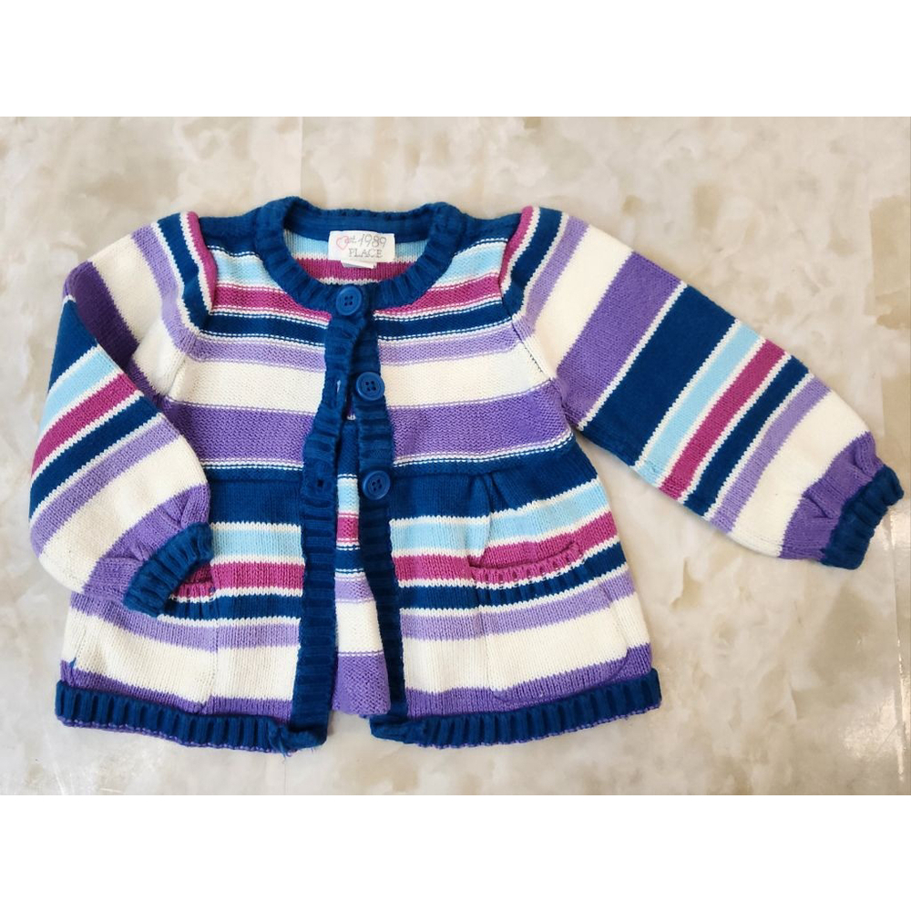 Girls Place Striped Cardigan Sweater 12 Months Blue Purple Pink